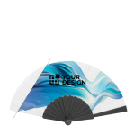 Éventail impression intégrale en plastique avec toile couleur noir vue avec zone d'impression