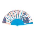 Éventail impression intégrale en plastique avec toile couleur bleu roi troisième vue