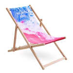 Transat en bois impression intégrale avec housse amovible fabriqué UE couleur blanc