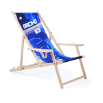 Transat en bois impression intégrale avec porte gobelet fabriqué en UE couleur blanc