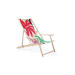 Transat en bois impression intégrale avec porte gobelet fabriqué en UE couleur blanc