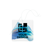 Désodorisant pour voiture impression intégrale de forme personnalisée couleur blanc vue avec zone d'impression