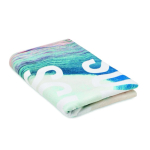 Serviette de plage impression intégrale en polyester et RPET 350 g/m² couleur blanc