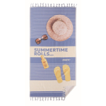 Serviette en polycoton pour la plage impression intégrale avec franges couleur blanc