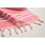 Serviette en polycoton pour la plage impression intégrale avec franges couleur blanc cinquième vue