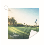 Serviette de golf impression intégrale en polycoton avec crochet couleur blanc