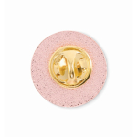 Pin’s métallique rond impression intégrale en quadrichromie couleur or rose troisième vue