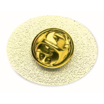 Pin's métallique oval impression intégrale en quadrichromie couleur doré troisième vue