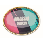 Pin's métallique oval impression intégrale en quadrichromie couleur doré