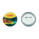 Badge de forme ronde impression intégrale en différentes tailles couleur blanc