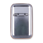 Badge rectangulaire sur mesure avec épingle de sûreté couleur blanc troisième vue