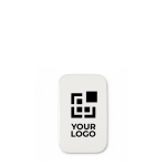 Badge rectangulaire sur mesure avec épingle de sûreté couleur blanc vue avec zone d'impression