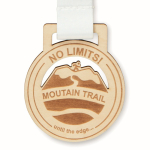 Médaille en bois impression intégrale avec ruban cousu en boucle couleur blanc cinquième vue