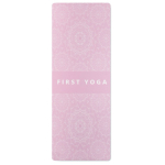 Tapis de yoga impression intégrale en PU et caoutchouc de coco couleur rose clair 