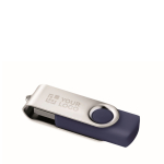 Clé USB impression intégrale avec coque ABS Techmate couleur bleu ultramarine vue avec zone d'impression