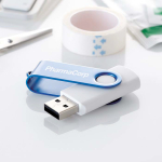 Clé USB impression intégrale avec boîtier pivotant coloré Techmate couleur bleu