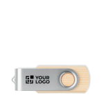 Clé USB impression intégrale avec boîtier en bambou et clip métallique couleur bois vue avec zone d'impression