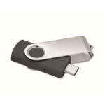 Clé USB classique pivotante impression intégrale de plusieurs couleurs couleur noir cinquième vue