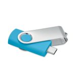 Clé USB classique pivotante impression intégrale de plusieurs couleurs couleur turquoise cinquième vue