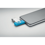 Clé USB classique pivotante impression intégrale de plusieurs couleurs couleur turquoise