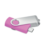 Clé USB classique pivotante impression intégrale de plusieurs couleurs couleur fuchsia cinquième vue