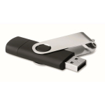 Clé USB colorée impression intégrale avec connexion Type C couleur noir cinquième vue