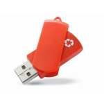 Clé USB impression intégrale, boîtier pivotant en plastique recyclé couleur rouge cinquième vue