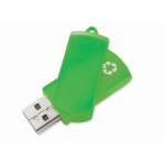 Clé USB impression intégrale, boîtier pivotant en plastique recyclé couleur vert cinquième vue