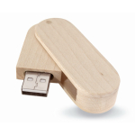 Clé USB impression intégrale avec boîtier pivotant en bois couleur bois clair cinquième vue