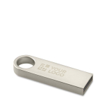 Mini clé USB en zinc impression intégrale avec détail pour accrocher couleur argenté vue avec zone d'impression