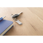 Petite clé USB en zinc impression intégrale avec détail rond couleur argenté
