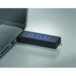 Clé USB impression intégrale avec boîtier à marquage lumineux couleur bleu