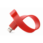 Bracelet USB compact en silicone impression intégrale couleur rouge cinquième vue