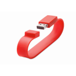 Bracelet USB compact en silicone impression intégrale couleur rouge cinquième vue