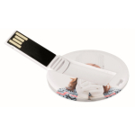 Clé USB avec impression intégrale de forme ronde couleur blanc