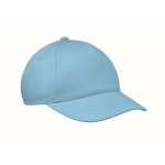Casquette enfant en coton 5 panneaux 180 g/m² couleur bleu ciel