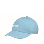Casquette enfant en coton 5 panneaux 180 g/m² couleur bleu ciel vue avec zone d'impression