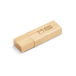 USB en bambou avec capuchon et boîte en papier kraft couleur naturel image avec logo