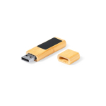 USB en bambou avec fermeture magnétique et zone de marquage lumineuse couleur marron clair troisième vue