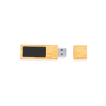 USB en bambou avec fermeture magnétique et zone de marquage lumineuse couleur marron clair quatrième vue