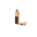 USB en bambou avec fermeture magnétique et zone de marquage lumineuse couleur marron clair cinquième vue