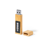 USB en bambou avec fermeture magnétique et zone de marquage lumineuse couleur marron clair première vue