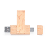USB en bois clair avec clip pivotant et double connexion Type C couleur bois première vue