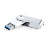 Clé USB avec clip métallique format pivotant et corps blanc deuxième vue