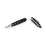 Stylo USB en métal à ouverture pivotante avec encre bleue couleur noir première vue