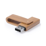 Clé USB en bambou avec mécanisme pivotant protecteur couleur marron première vue