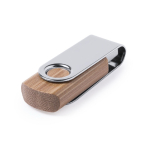 Clé USB en bambou avec clip métallique pivotant couleur marron foncé troisième vue