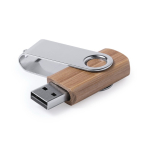 Clé USB en bambou avec clip métallique pivotant couleur marron foncé quatrième vue