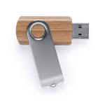 Clé USB en bambou avec clip métallique pivotant couleur marron foncé cinquième vue