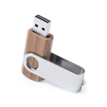 Clé USB en bambou avec clip métallique pivotant couleur marron foncé première vue